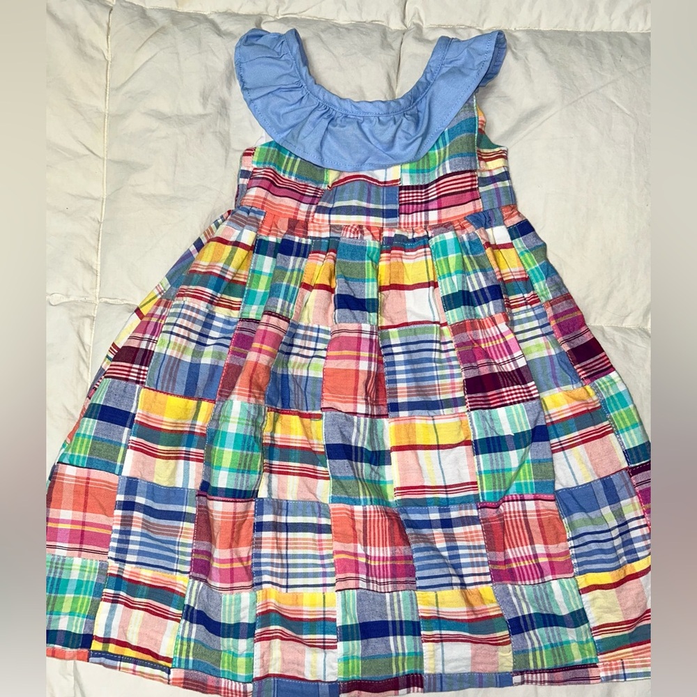 Funtasia Too patchwork plaid dress w/self tie bow sz 2T EUC smoke free home